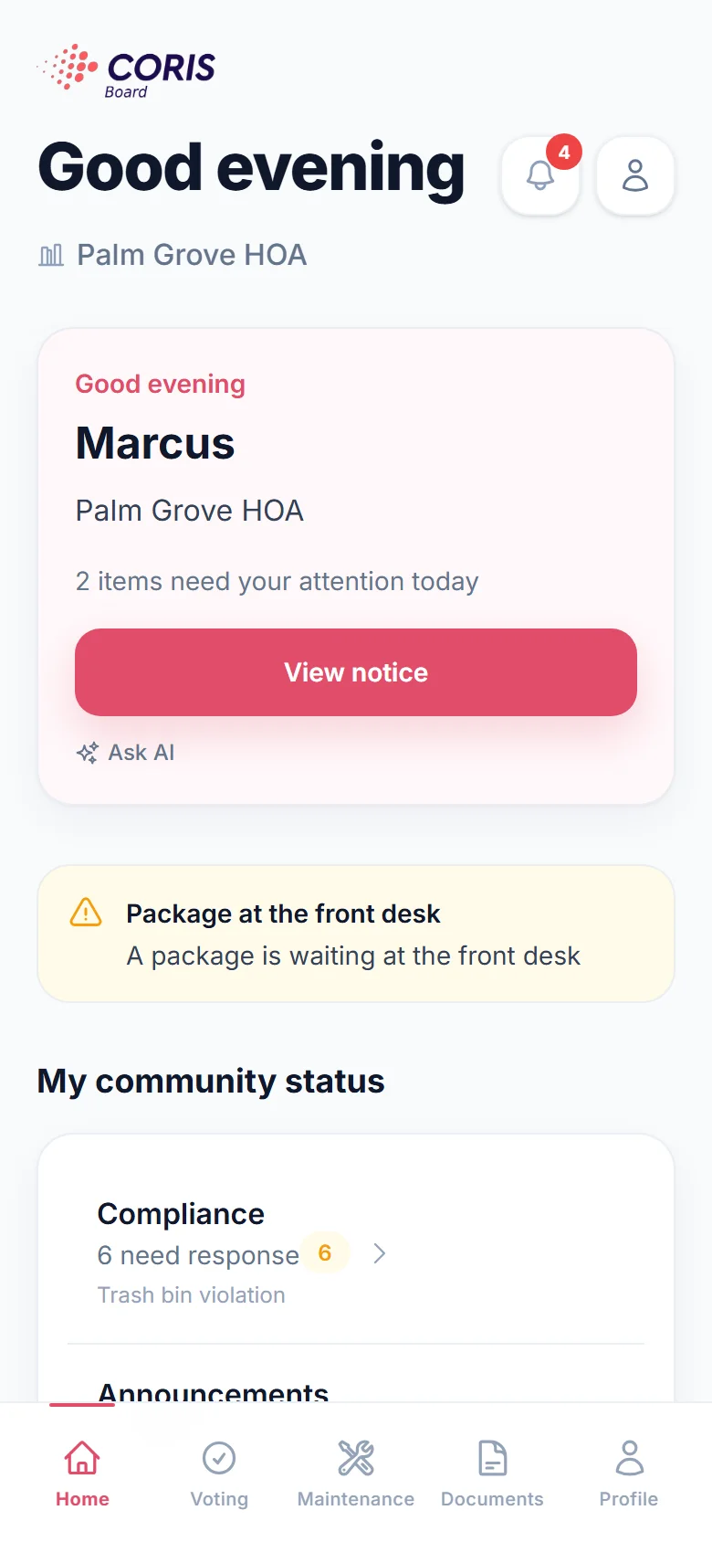 Resident experience in the CORIS Board mobile portal